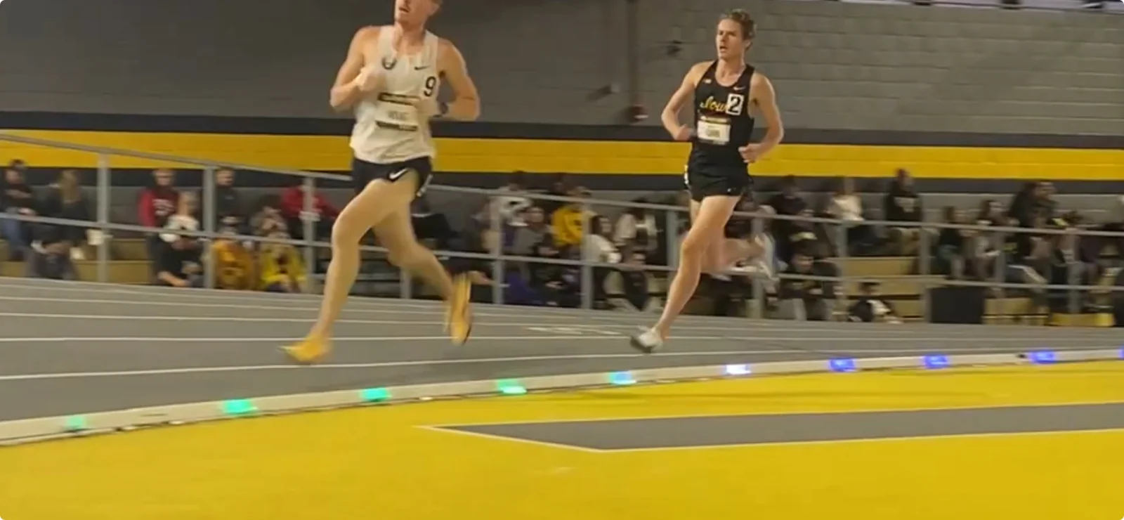 Stridelane pacing lights glowing on the track